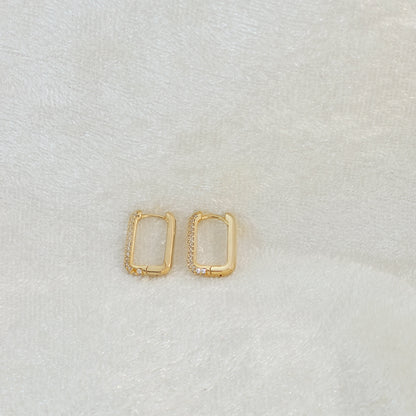 BRILLIANT 18kt Gold Filled Rectangle Pave Clicker Hoop Earring