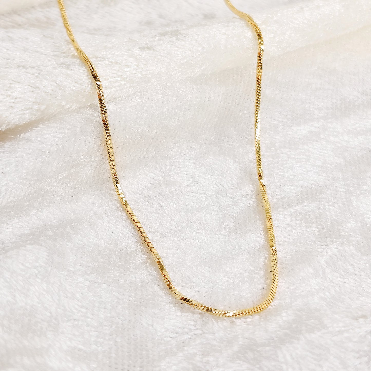 CAPABLE Necklace 18k Gold Filed Twisted Box Chain